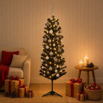 Künstlicher schmaler Weihnachtsbaum mit Weihnachtskugel 150 cm