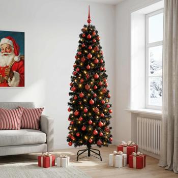 ARDEBO.de - Künstlicher schmaler Weihnachtsbaum mit Weihnachtskugel 210 cm