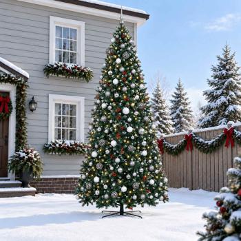 Künstlicher Weihnachtsbaum mit Klappsystem und Kugeln 500 cm
