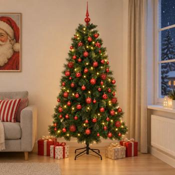 ARDEBO.de - Künstlicher Weihnachtsbaum mit Weihnachtskugel 180 cm 300 LEDs