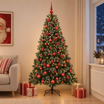 ARDEBO.de - Künstlicher Weihnachtsbaum mit Weihnachtskugel 210 cm 300 LEDs