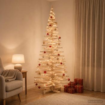 ARDEBO.de - Holz Weihnachtsbaum KOTKA 210 cm Massives Kiefernholz Natürlich