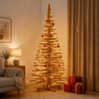 Holz Weihnachtsbaum KOTKA 210 cm Massives Kiefernholz
