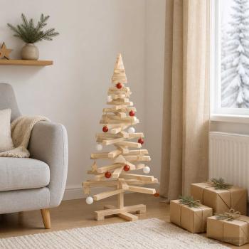 Holz Weihnachtsbaum KOTKA 90 cm Massives Kiefernholz Natürlich