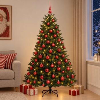 ARDEBO.de - Künstlicher Weihnachtsbaum mit Weihnachtskugel 210 cm 300 LEDs