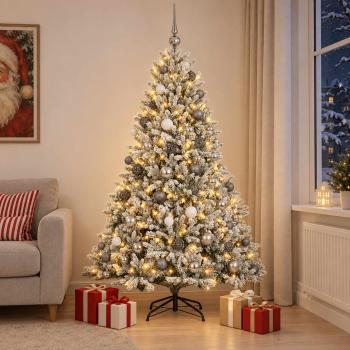 ARDEBO.de - Künstlicher Weihnachtsbaum mit Weihnachtskugel 210 cm 300 LEDs