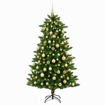 Künstlicher Weihnachtsbaum mit Weihnachtskugeln 210 cm 300 LEDs