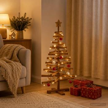 Holz Weihnachtsbaum KOTKA 90 cm Massives Kiefernholz
