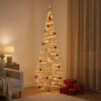 Holz Weihnachtsbaum KOTKA 240 cm Massives Kiefernholz Natürlich
