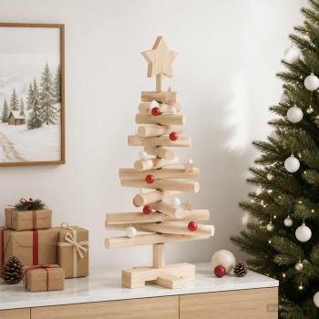 Holz Weihnachtsbaum KOTKA 60 cm Massives Kiefernholz Natürlich