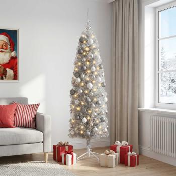 Künstlicher schmaler Weihnachtsbaum mit Weihnachtskugel 180 cm