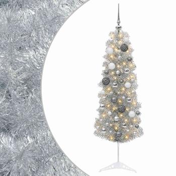Künstlicher schmaler Weihnachtsbaum mit Weihnachtskugel 150 cm