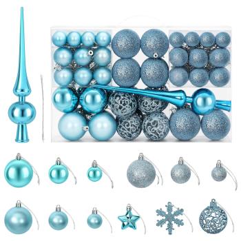 Weihnachtskugelset 111 stk. Türkis Durchmesser 6 cm Polystyrol