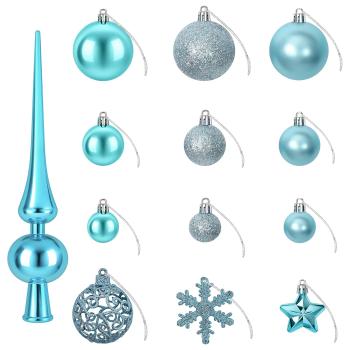 Weihnachtskugelset 111 stk. Türkis Durchmesser 6 cm Polystyrol