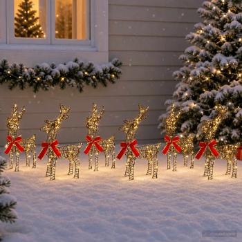 ARDEBO.de - Weihnachtsrentier 6 stk. 240 LEDs Warmes Weiß