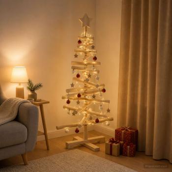 ARDEBO.de - Holz Weihnachtsbaum KOTKA 90 cm Massives Kiefernholz Natürlich