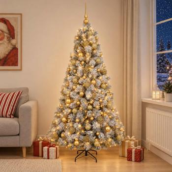 Künstlicher Weihnachtsbaum mit Weihnachtskugel 180 cm 300 LEDs