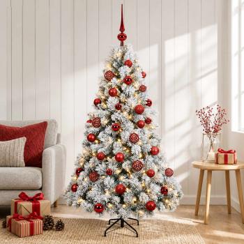 ARDEBO.de - Künstlicher Weihnachtsbaum mit Weihnachtskugel 120 cm 150 LEDs