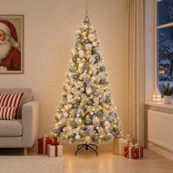 ARDEBO.de - Künstlicher Weihnachtsbaum mit Weihnachtskugel 210 cm 300 LEDs