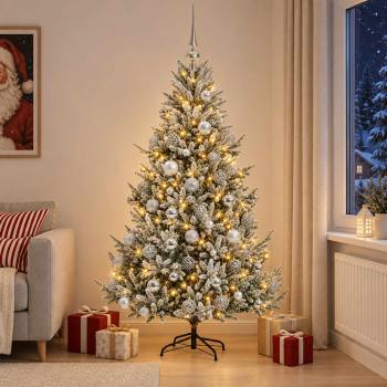 ARDEBO.de - Künstlicher Weihnachtsbaum mit Weihnachtskugel 210 cm 300 LEDs