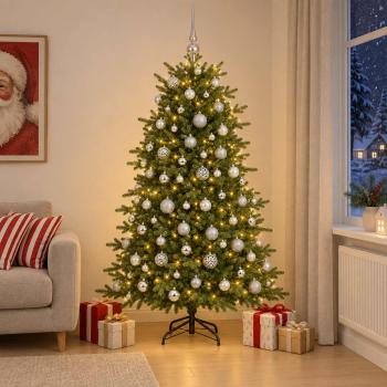 ARDEBO.de - Künstlicher Weihnachtsbaum mit Weihnachtskugel 210 cm 300 LEDs