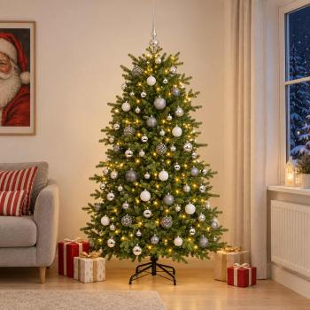 ARDEBO.de - Künstlicher Weihnachtsbaum mit Weihnachtskugel 210 cm 300 LEDs