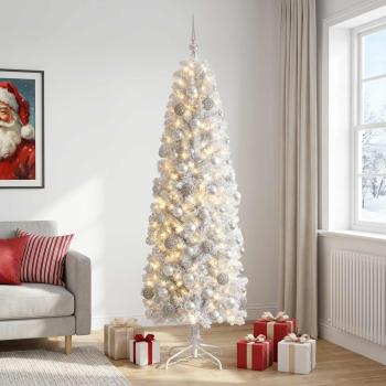 Künstlicher schmaler Weihnachtsbaum mit Weihnachtskugel 210 cm