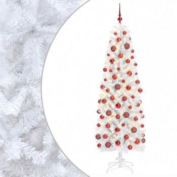 Künstlicher schmaler Weihnachtsbaum mit Weihnachtskugel 210 cm