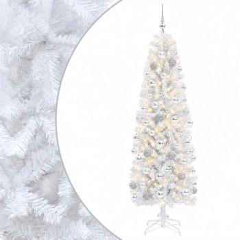 Künstlicher schmaler Weihnachtsbaum mit Weihnachtskugel 180 cm