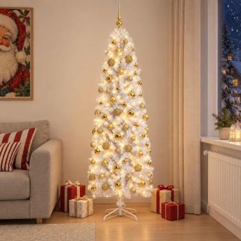 ARDEBO.de - Künstlicher schmaler Weihnachtsbaum mit Weihnachtskugel 210 cm