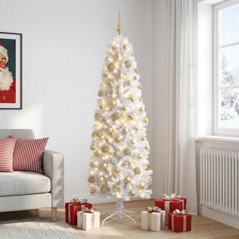 Künstlicher schmaler Weihnachtsbaum mit Weihnachtskugel 210 cm