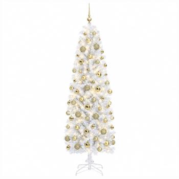 Künstlicher schmaler Weihnachtsbaum mit Weihnachtskugel 210 cm