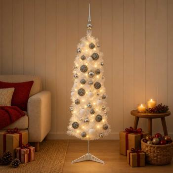 Künstlicher schmaler Weihnachtsbaum mit Weihnachtskugel 150 cm