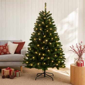 ARDEBO.de - Künstlicher klappbarer Weihnachtsbaum 120 cm 150 LEDs