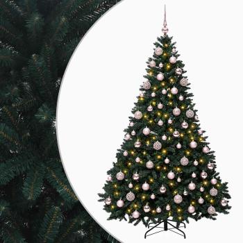 Künstlicher Weihnachtsbaum dunkelgrün mit Kugeln 180 cm
