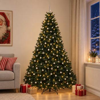 ARDEBO.de - Künstlicher Weihnachtsbaum, dunkelgrün, mit Weihnachtskugeln