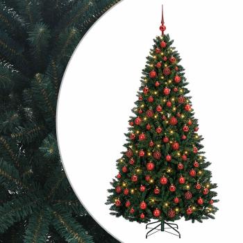 Künstlicher Weihnachtsbaum Dunkelgrün mit Kugeln 240 cm