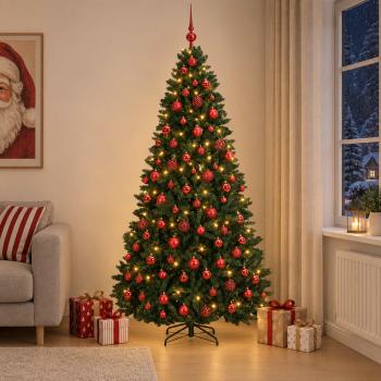 Künstlicher Weihnachtsbaum Dunkelgrün mit Kugeln 240 cm