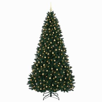 Künstlicher Weihnachtsbaum dunkelgrün mit Kugeln 270 cm