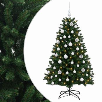 Künstlicher Weihnachtsbaum Mittelgrün mit Kugeln 150 cm