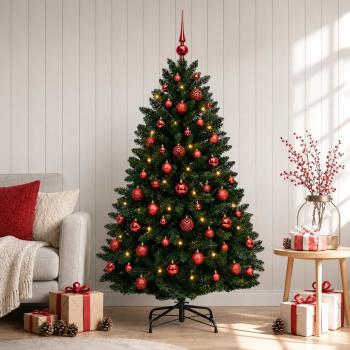 ARDEBO.de - Künstlicher Weihnachtsbaum Dunkelgrün mit Kugeln 180 cm