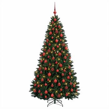 Künstlicher Weihnachtsbaum Dunkelgrün mit Kugeln 180 cm