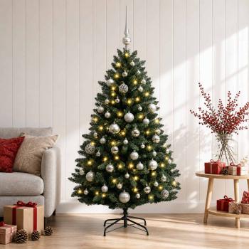 Künstlicher Weihnachtsbaum, dunkelgrün, mit Christbaumkugeln