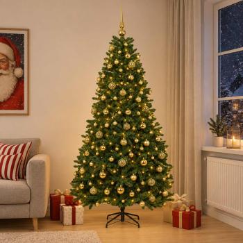 ARDEBO.de - Künstlicher Weihnachtsbaum Mittelgrün mit Kugeln 210 cm