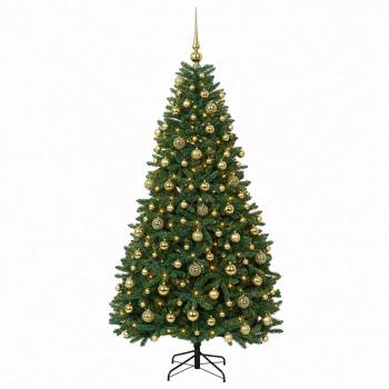 Künstlicher Weihnachtsbaum Mittelgrün mit Kugeln 210 cm