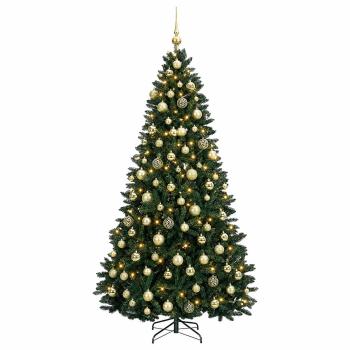 Künstlicher Weihnachtsbaum Dunkelgrün mit Kugeln 240 cm