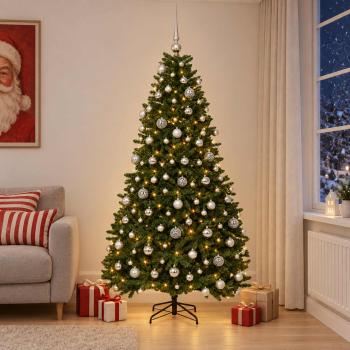 ARDEBO.de - Künstlicher Weihnachtsbaum Mittelgrün mit Kugeln 240 cm