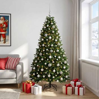 Künstlicher Weihnachtsbaum Mittelgrün mit Kugeln 240 cm