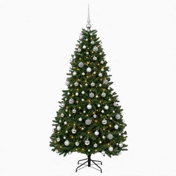 Künstlicher Weihnachtsbaum Mittelgrün mit Kugeln 240 cm