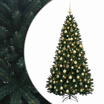 Künstlicher Weihnachtsbaum Dunkelgrün mit Kugeln 210 cm